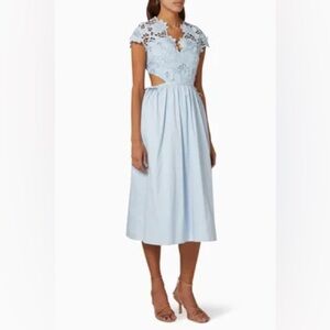 SELF-PORTRAIT Short Sleeve Midi Dress in Guipure Lace Size 6